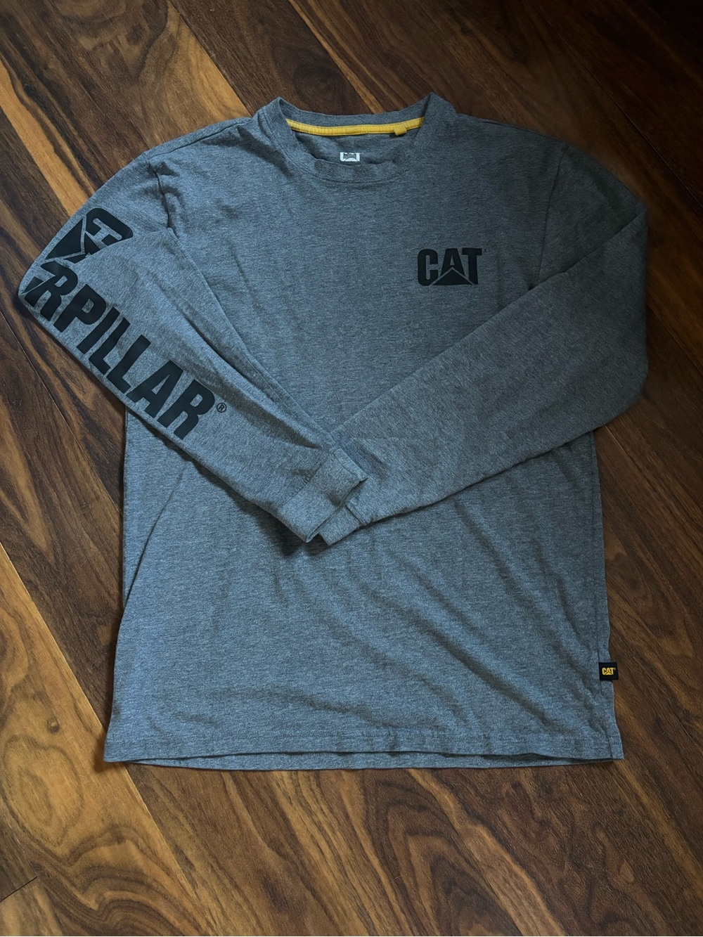 Caterpillar Gray Long Sleeve Logo Tee